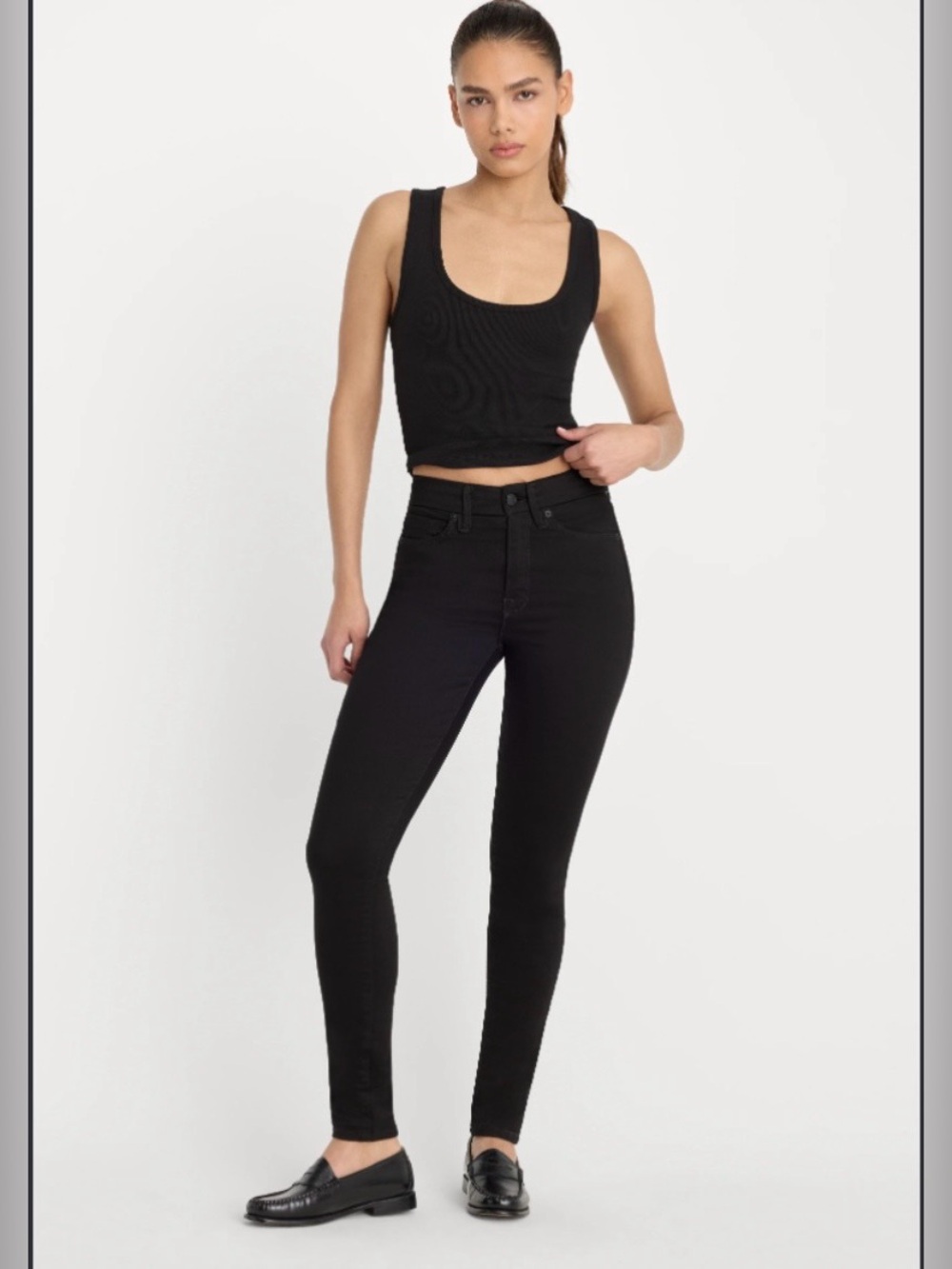 Good American Black High-Rise Skinny Jeans